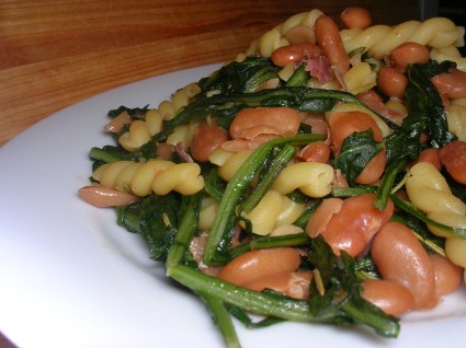 pasta.beans.dandelion.greens